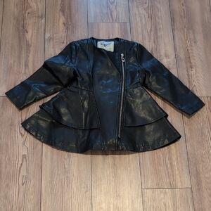 Stylish Black Kids Faux Leather Blazer